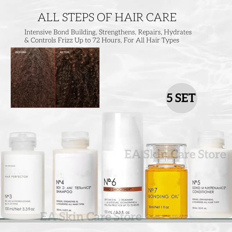

Шампунь Tinte Para El Cabello Комплект системы ремонта волос No 3, 4, 5, 6, 7, Интенсивное наращивание связок Укрепляет ремонт Увлажняет