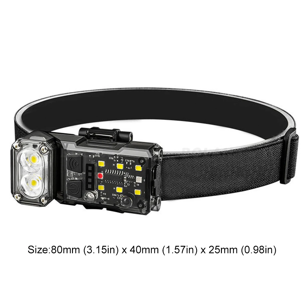 Senter Sudut LED Sensor Gerak Lampu Depan Kecerahan Tinggi 300LM Senter Multifungsi 1200MAh untuk Memancing Luar Ruangan Berkemah Mendaki