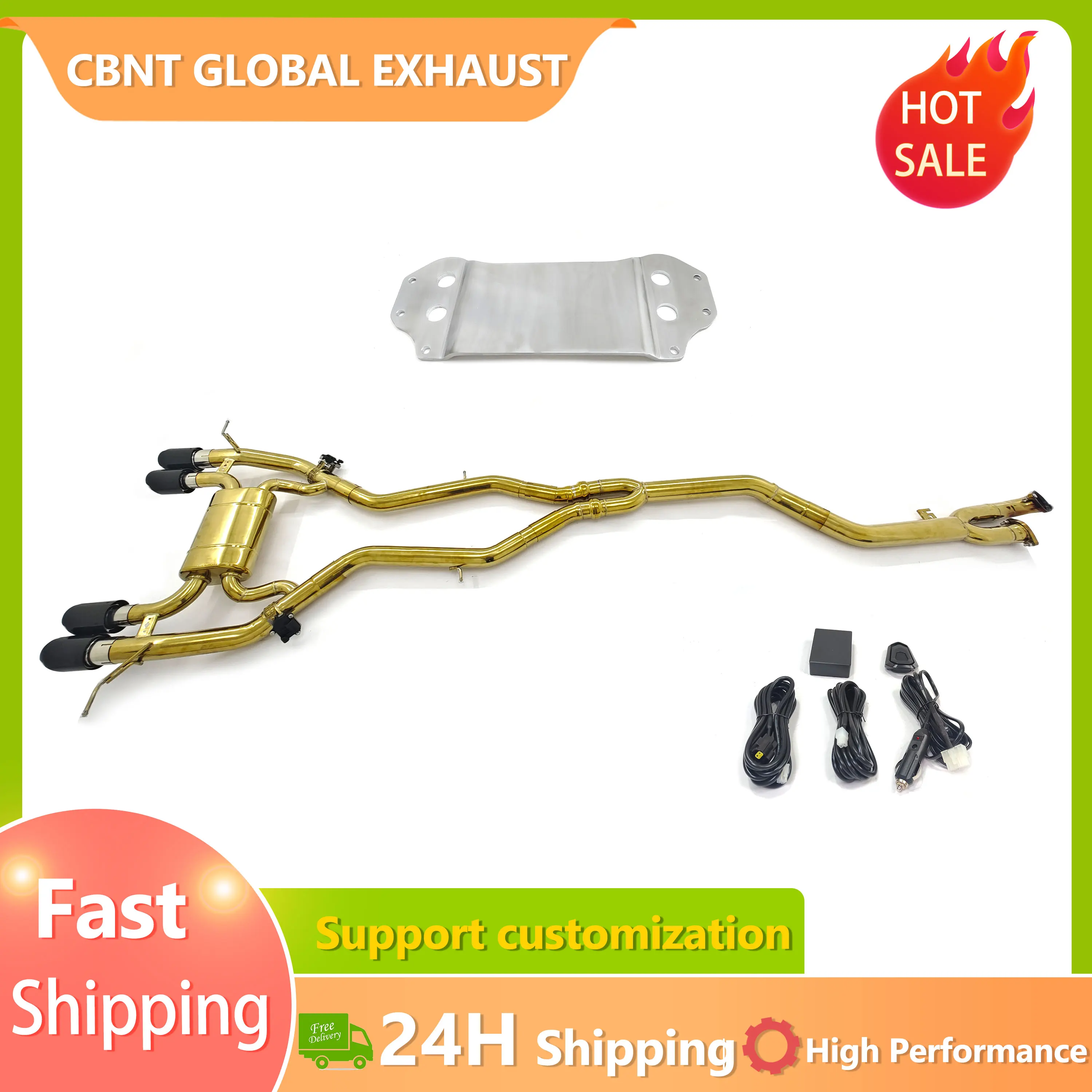 

CBNT in Stock Golden SS304 Catback for BMW M3 G80 M4 G82 S58 3.0T 89mm Single Midpipe Valvetronic Exhaust System Remote Control