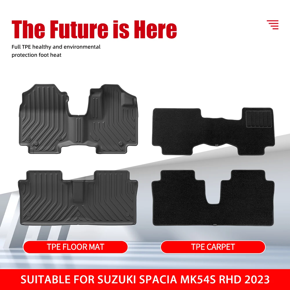 Custom All Weather Car Mats for Suzuki Spacia MK54S RHD 2023 Waterproof Non-slip Car Floor Mat 3D TPE Carpet Car Interior Access