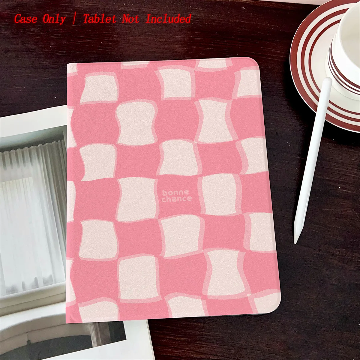 

Fresh & Simple Pink Plaid Print iPad Case - Book Style with Pen Slot, Auto Sleep/Wake, Compatible with Pro/Air/Mini