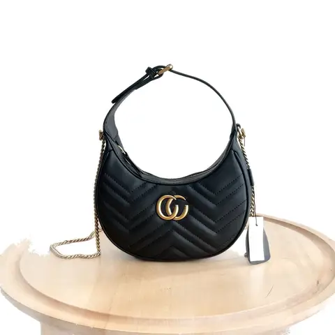 New presbyopia double G half-moon bag, fashionable versatile leather portable shoulder women's bag