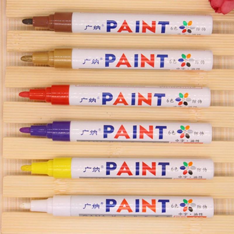 12 Colors Waterproof Oily Mark Pen DIY Album Graffiti Touch Up Paint Marker Pen Auto Wheel Tyre Permanent Paint Pen