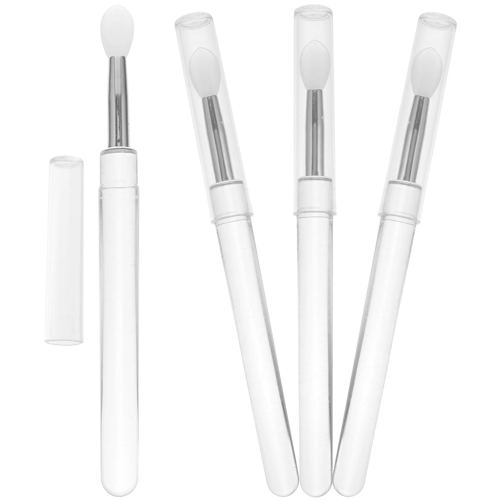 Lot de 4 applicateurs portables en silicone anti-poussière pour rouge à lèvres, baume, fard à paupières, outil de maquillage avec couvercle, respectueux de la peau et de précision