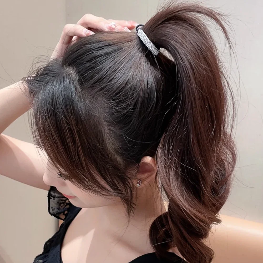 Women Crystal Rhinestone Elastic Hair Rope Female Seamless Rubber Band Tie Ponytail Hair Ring Tie Simple Hair Accessories