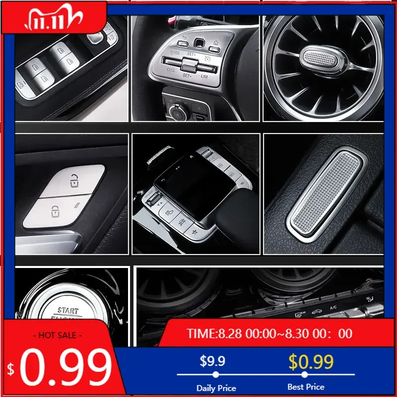 

Внутренние наклейки для центрального управления кондиционером автомобиля, накладка на кнопку для Mercedes Benz A B CLA GLB GLA EQA EQB Class W177 C1