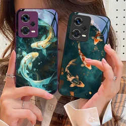 Good Luck Koi Red For Xiaomi 14 Ultra 13 Lite Redmi Note 13 11 Pro 12 Plus Poco X6 3 Pro F4 6 GT Tempered Glass Phone Case