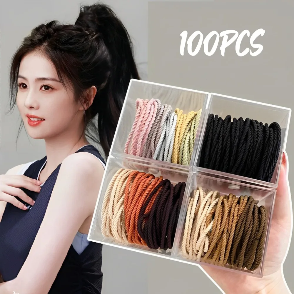 레인보우 보우 여성용 기본 머리띠, 탄성 고무 밴드, 튼튼한 스크런치, 헤어 액세서리, 100 개/로트