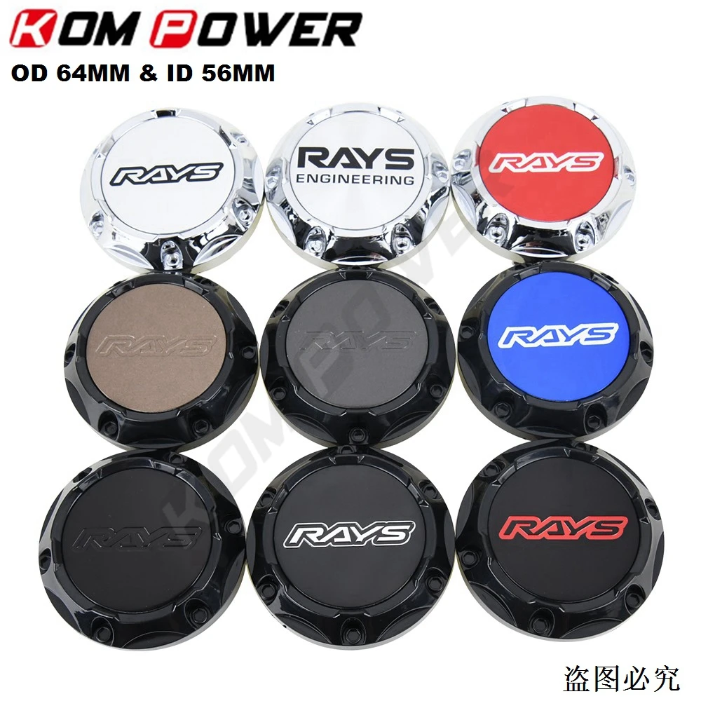 4PCS OD 64MM / ID 56MM Wheel Centre Cap VOLK RAYS Emblem Sticker Cover Sport Rim Wheel Hub Cap Silver & Black