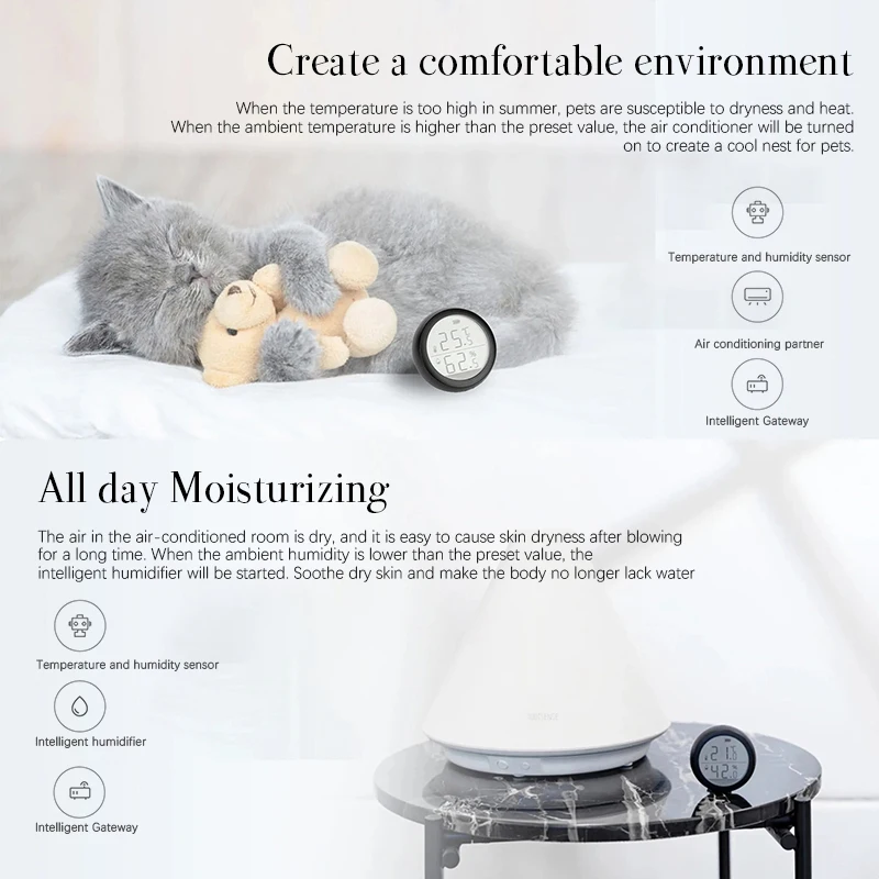 Digital Thermometer Tuya Battery Powered Smart Temperature And Humidity Sensor Long Standby Indoor Hygrometer
