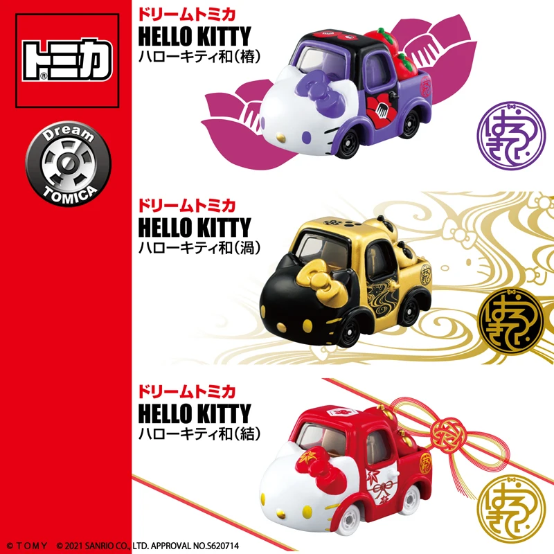 Оригинальная модель автомобиля из розового сплава Tomica Akara Tomy Hello Kitty My Melody, винтажная модель автомобиля в масштабе 1:60, украшение для девочки, игрушка в подарок