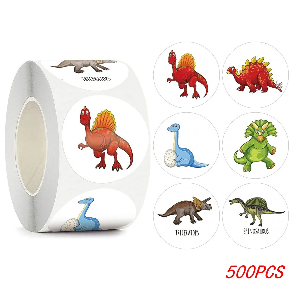 

Cute Dinosaur Stickers Round Kids Reward Stickers for Teachers Scrapbooking DIY Crafts School Supplies Water Bottle Decoration