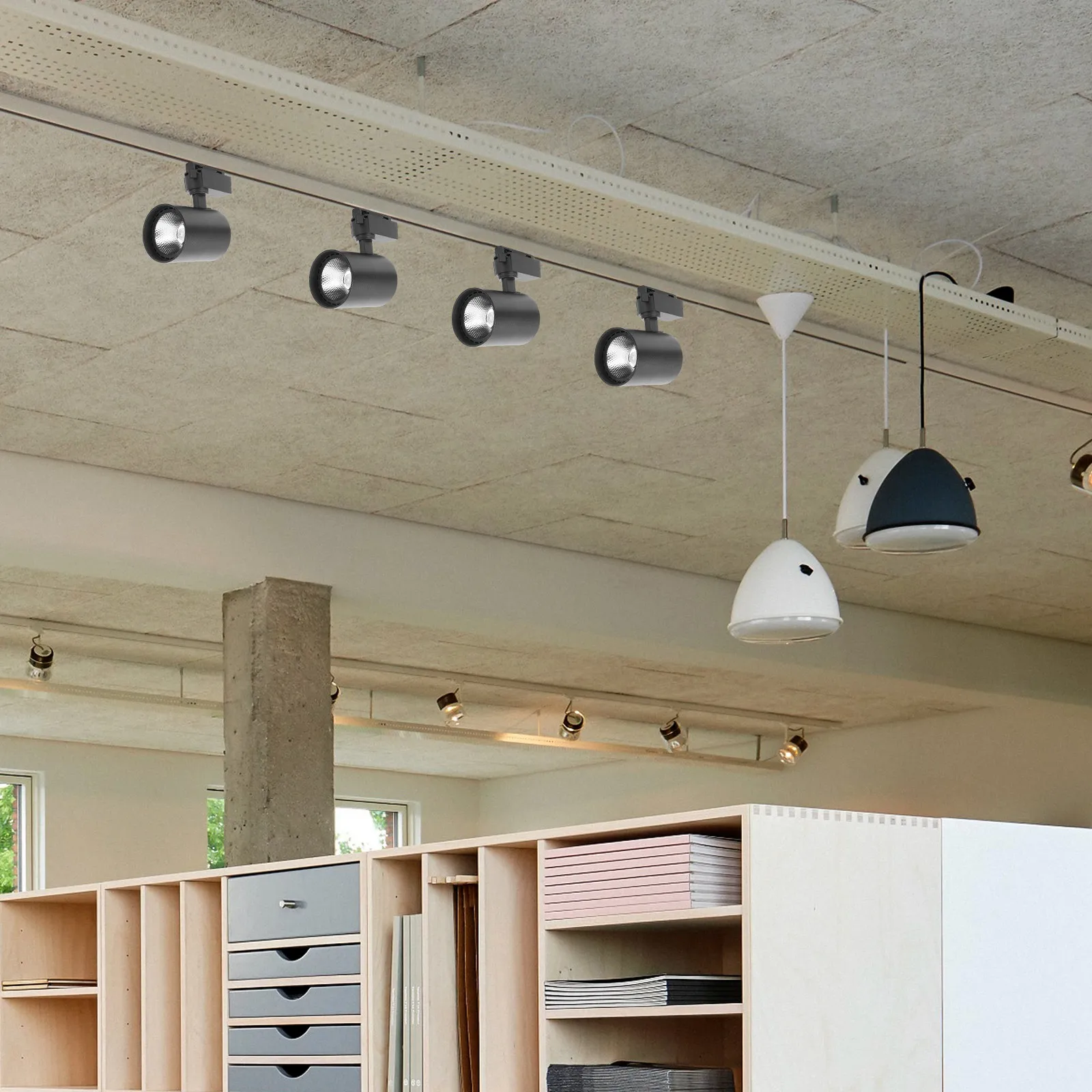 

Светодиодный трековый светильник 20 Вт COB, алюминиевый потолочный/настенный прожектор для акцентного освещения в магазинах одежды и витринах