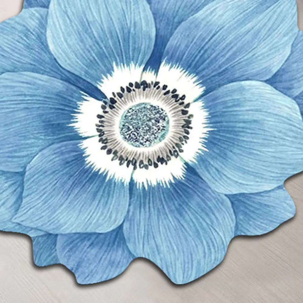 Luxury Crystal Velvet Flower Carpet Irregular Lotus Rug Soft Washable Floor Mat For Bedroom Bedside Living Room Decor