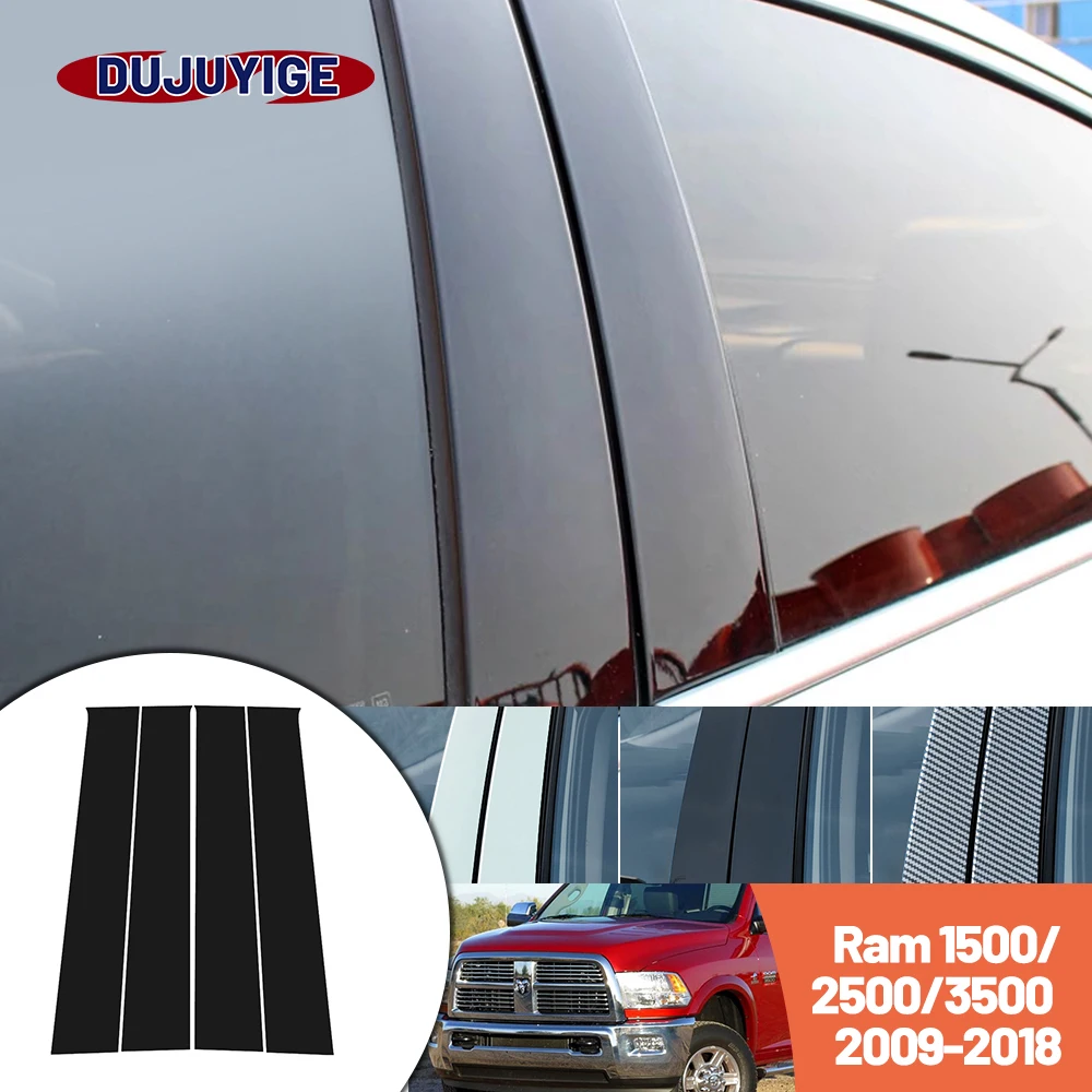 

Bright black carbon fiber door and window B C Pillar sticker suitable For Dodge Ram 1500 2500 3500 2009-2018 2010 2011 2012 2013