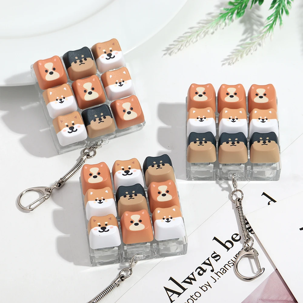Nouveau clavier à 9 touches pour doigts, sans éclairage, anti-stress, porte-clés, jouet à presser pour adultes
