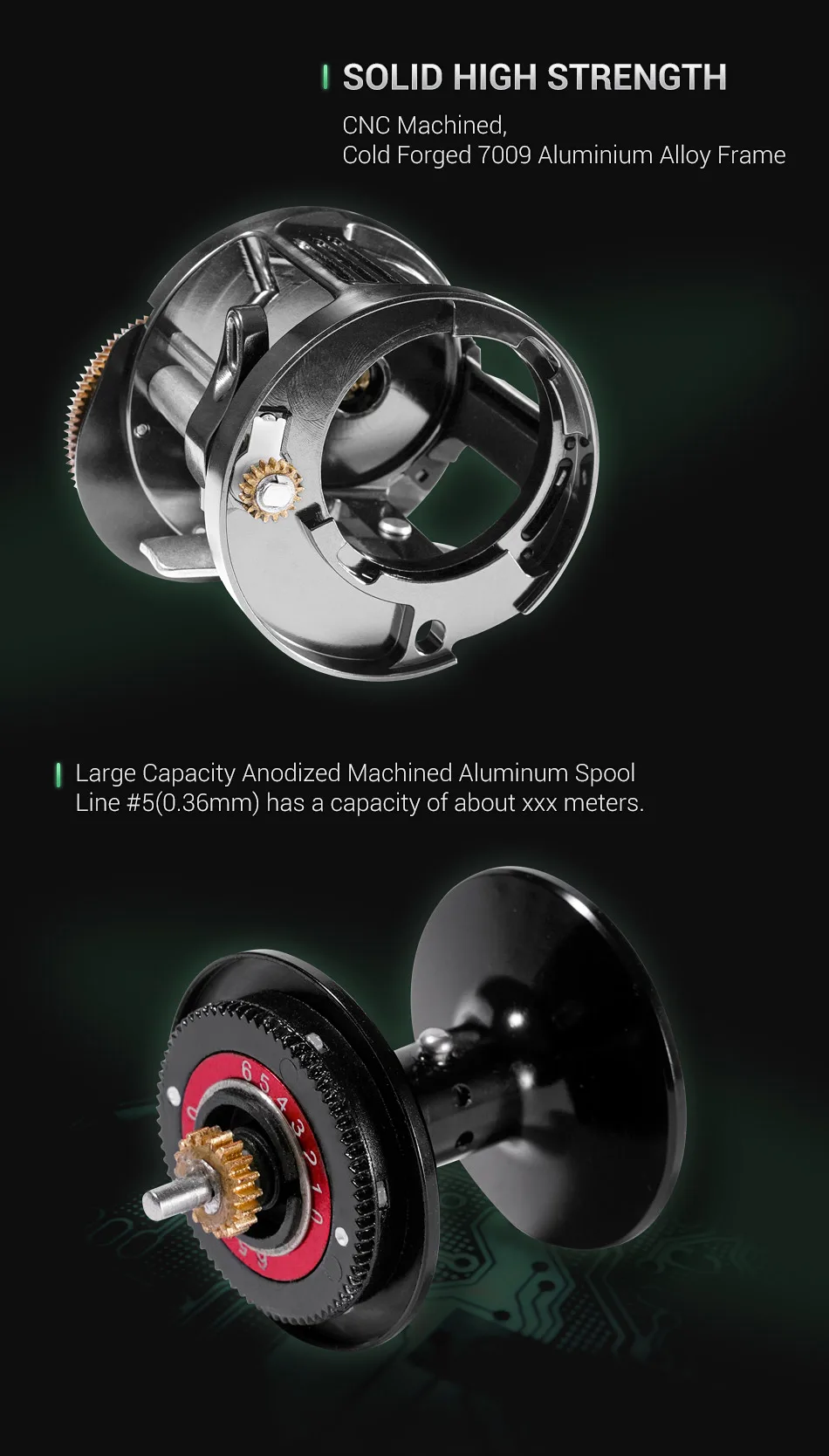 Noeby-Light Metall-Jiggingrolle, 12kg Max Bremskraft, Star Drag, Slow Jigging Rolle, Meeres-Baitcasting-Rolle, 383G, Übersetzungsverhältnis 6.5:1 – Detail 6