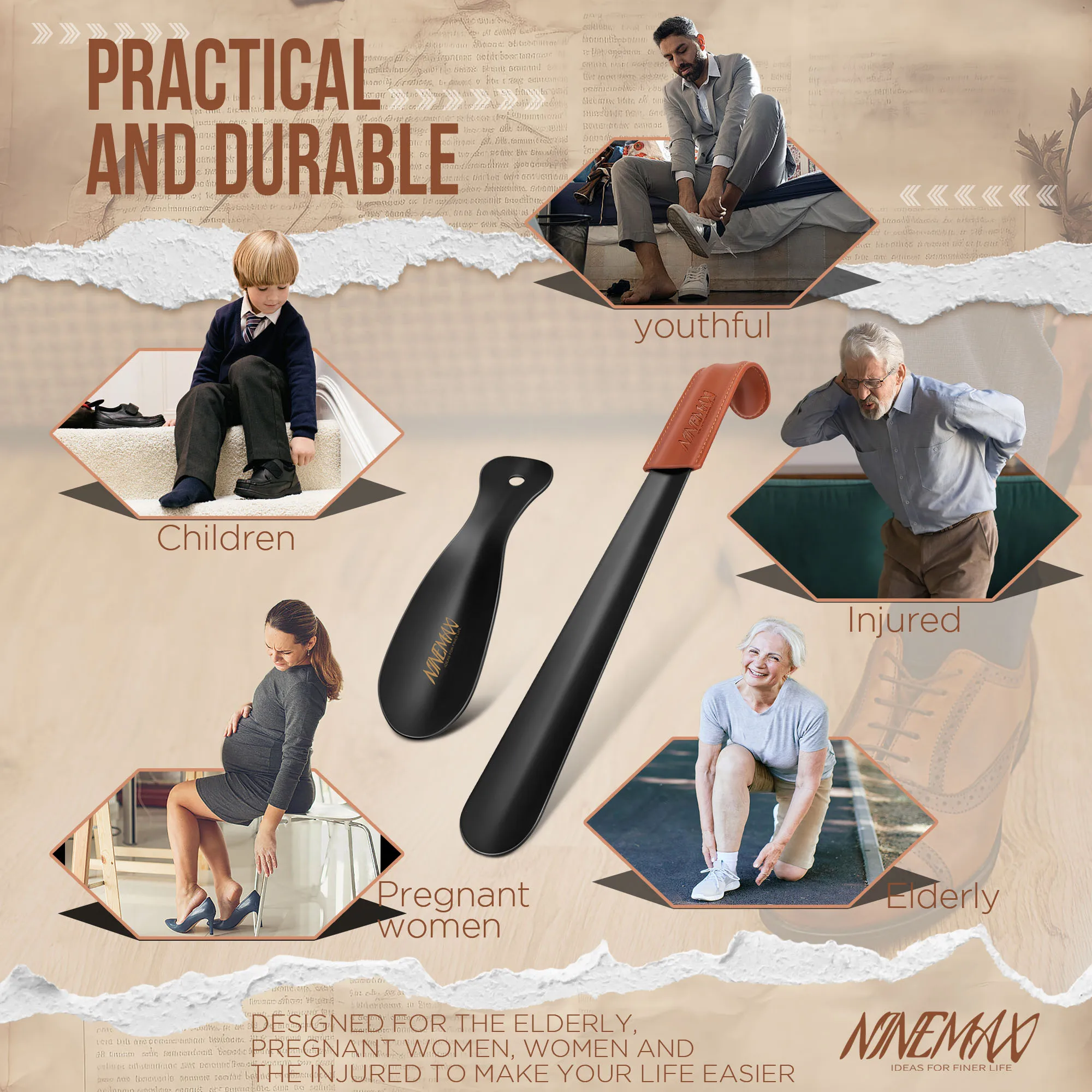 

2PCS Shoe Horns Extra Long Shoe Horn Long Handle stainless Steel Metal Shoehorn Spoon long Shoe Lifter shoe accessories