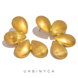 Elegant Geometric Flower Stainless Steel Earrings for Women Smooth Gold Plated Exquisite Daily Jewelry Bijoux Gift