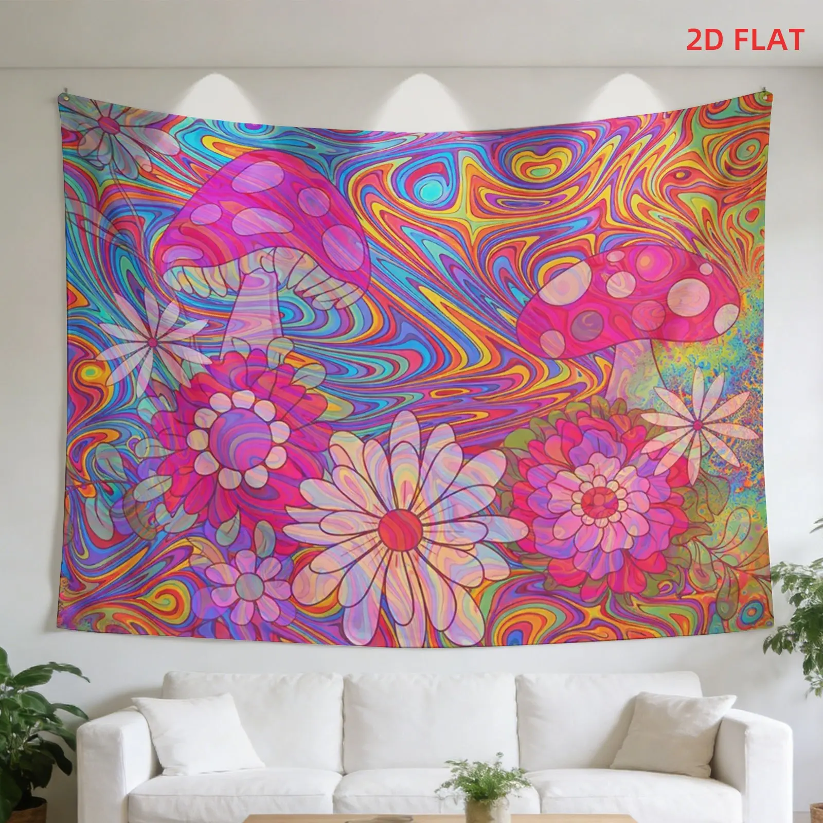 Psychedelic Mushroom Flower Tapestry Colorful Vortex Fluid Background Cloth Home Living Room Bedroom Wall Hanging Cloth