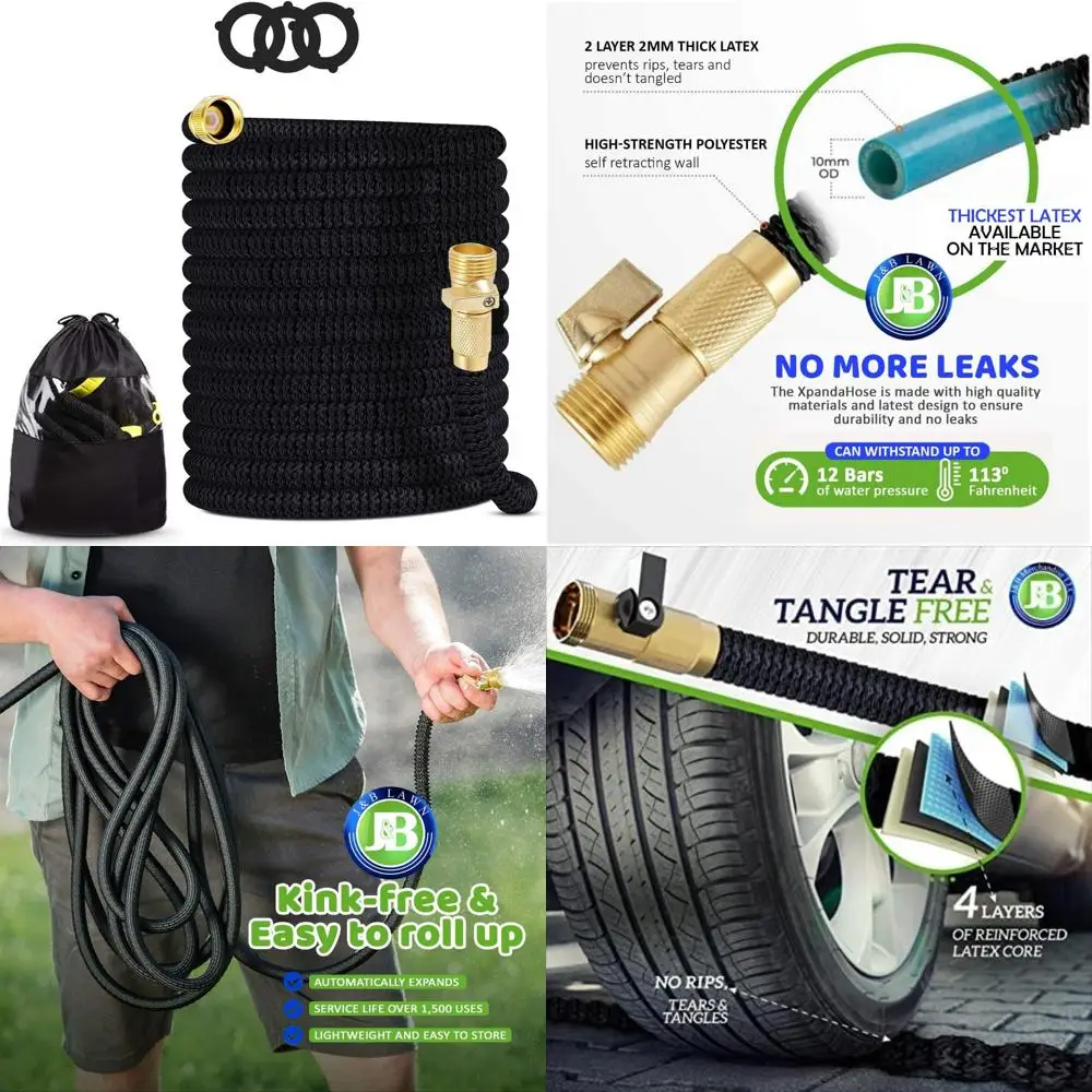 

Расширяемый садовый шланг 100 футов — прочность 3750D, 4-слойный латексный сердечник, сверхпрочные латунные соединения, долговечный Durab