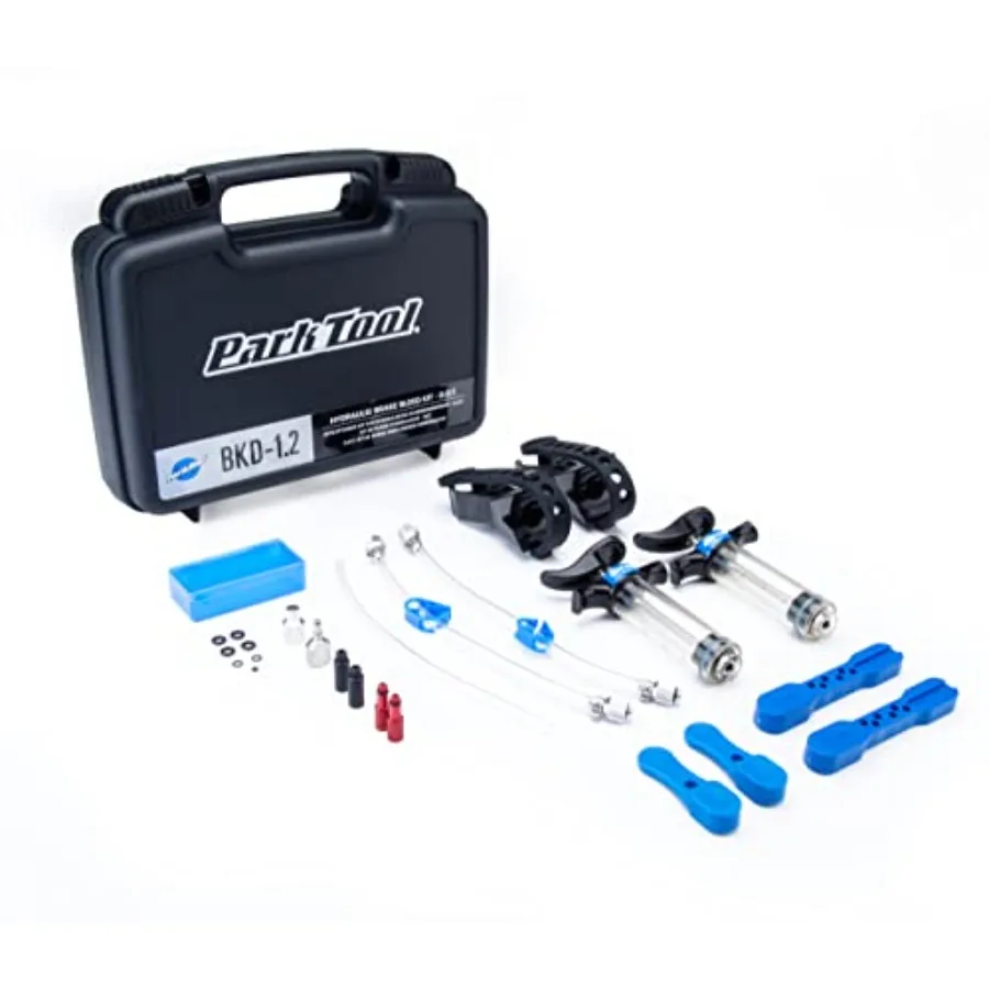 

Hydraulic bicycle brake bleed kit for DOT fluid applications, aluminum alloy construction, black color, includes all essential