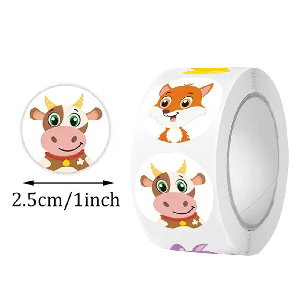 

500pcs/Roll Funny Cute Animal Seal Label Stickers Waterproof Child DIY Decals Notebook Phone Suitcase Kid Reward Toy Party Gifts