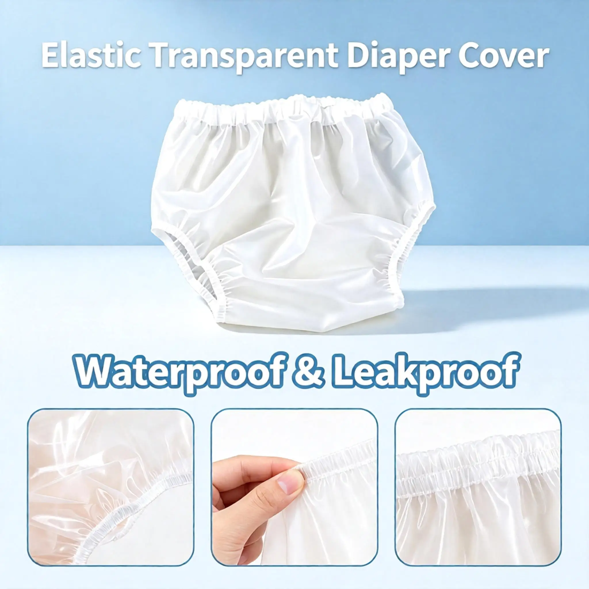 2PCS Transparent TPU Adult Diaper Cover Reusable Washable Waterproof Leakproof Incontinence Nappy Pants Elderly Bedridden