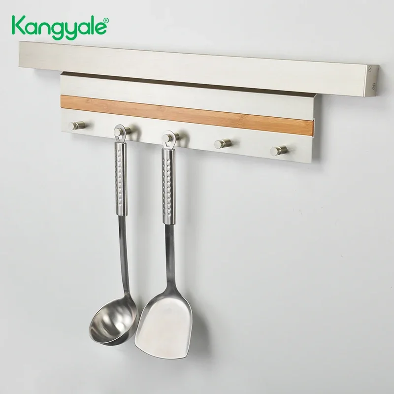 Kangyale multi-functional kitchen rack wall mounted aluminum alloy wall rack soup spoon chopping board storage rack