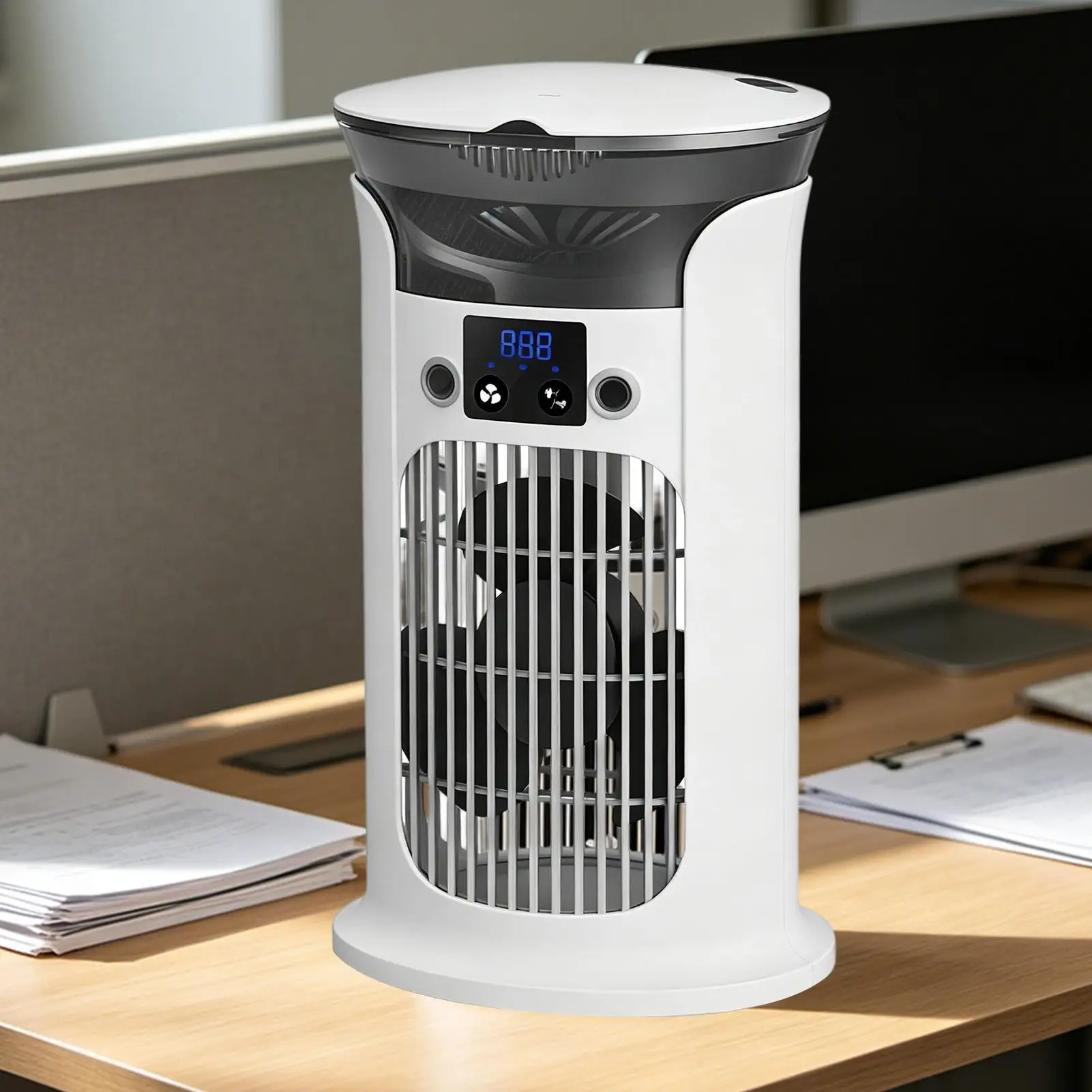 Desktop USB Mini Portable Air Conditioner Fan for Room Home Camping Humidifier Water Mist Cooling Fan Night Lamp Air Cooler view 5