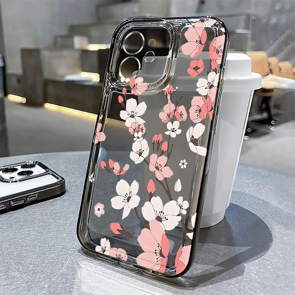 Mini Flower Phone Case For iPhone 17 Pro Max Air Cases iPhone 16 15 11 12 13 14 Pro Max XR XS Max X Soft Shockproof Clear Cover