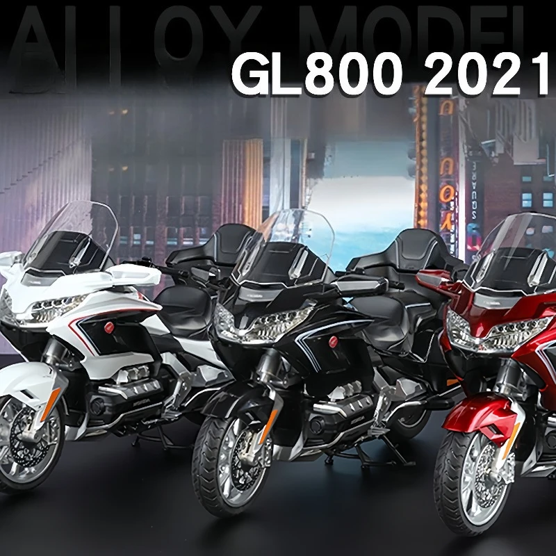 

Модель мотоцикла Gold Wing GL800 1:11, литая металлическая классическая уличная модель мотоцикла со звуком и светом, детская игрушка, подарок