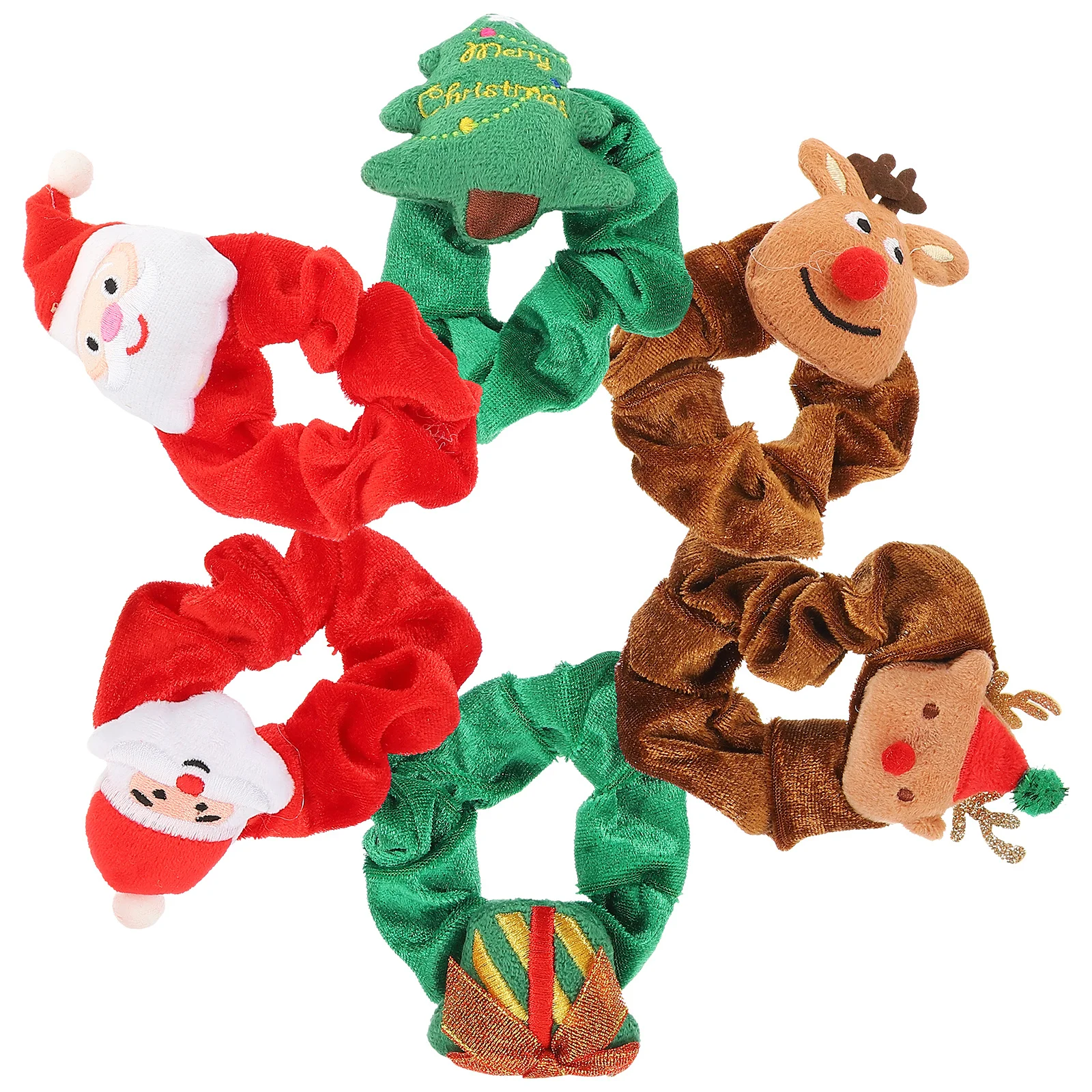 

6pcs Christmas Scrunchies Rope Ties Holiday Accessories Festive Hair Bands Party Headdress Decor Hair Ropes