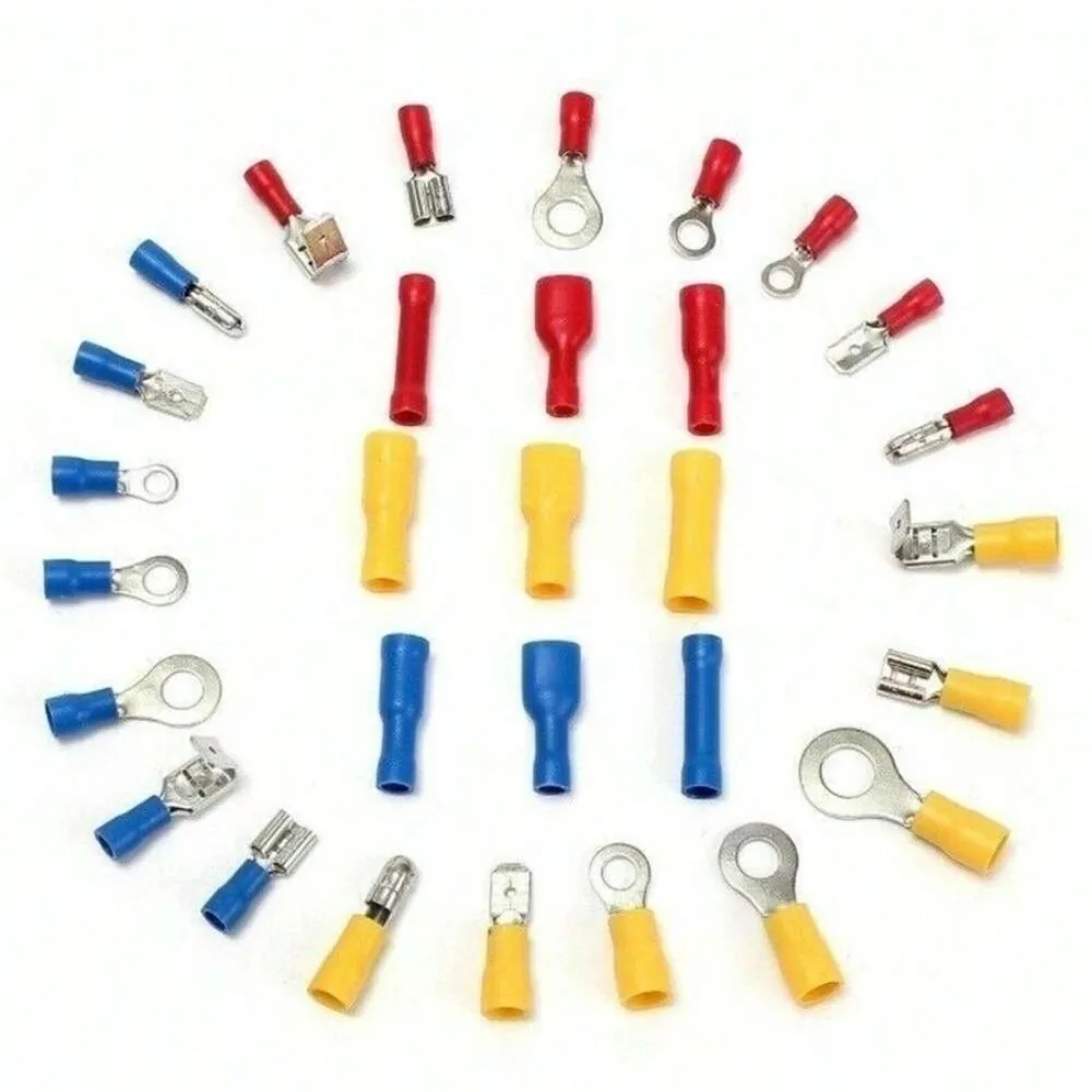 280pcs Multicolor Wire Terminal Tinplate Bare Nose Lugs Cold Pressure Terminal Set Round Lug Binding Post