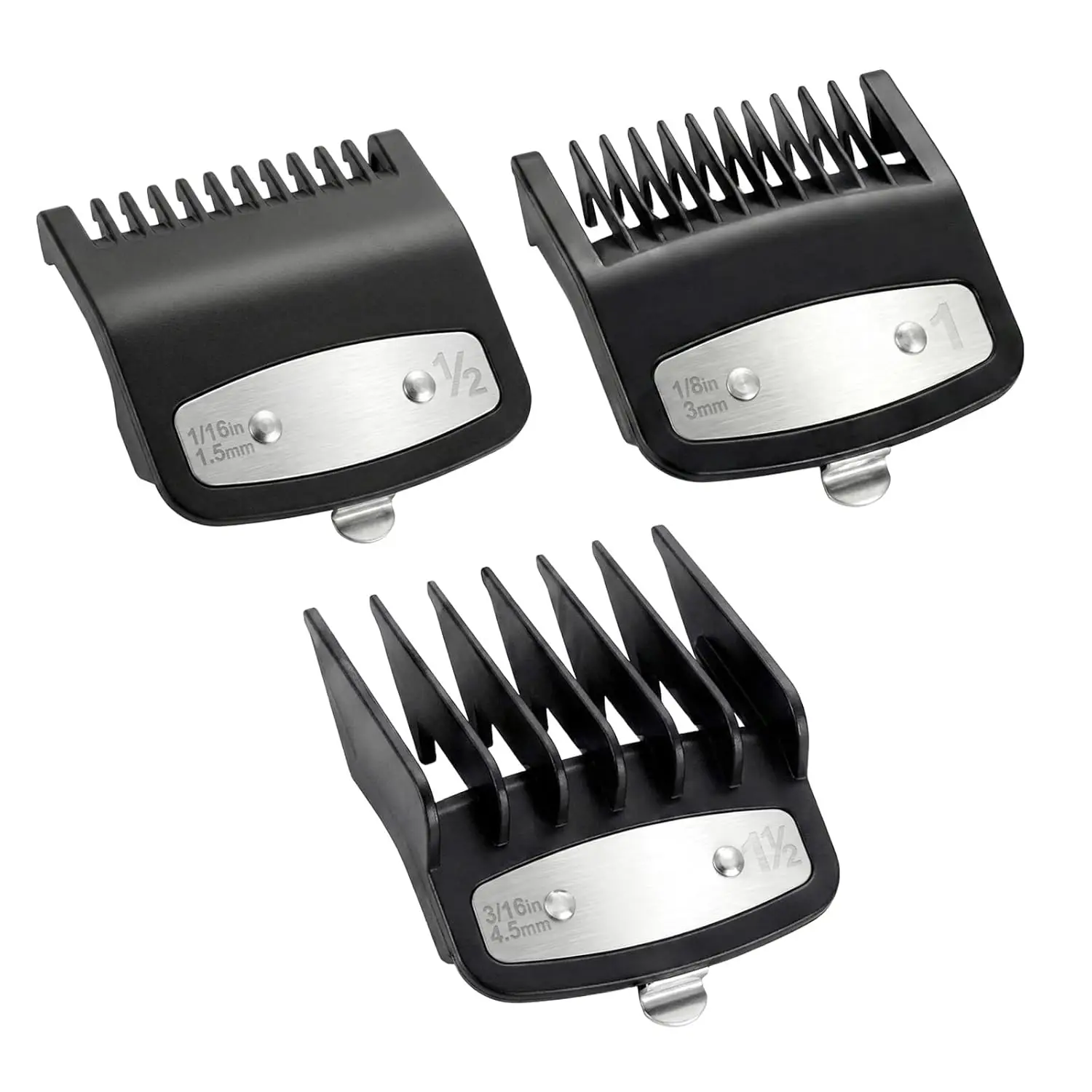 3pc Metal Clip Combs Guards for most Wahl & other Brands Clipper ,Guides For Magic Clip, Senior, Legend, Super Taper