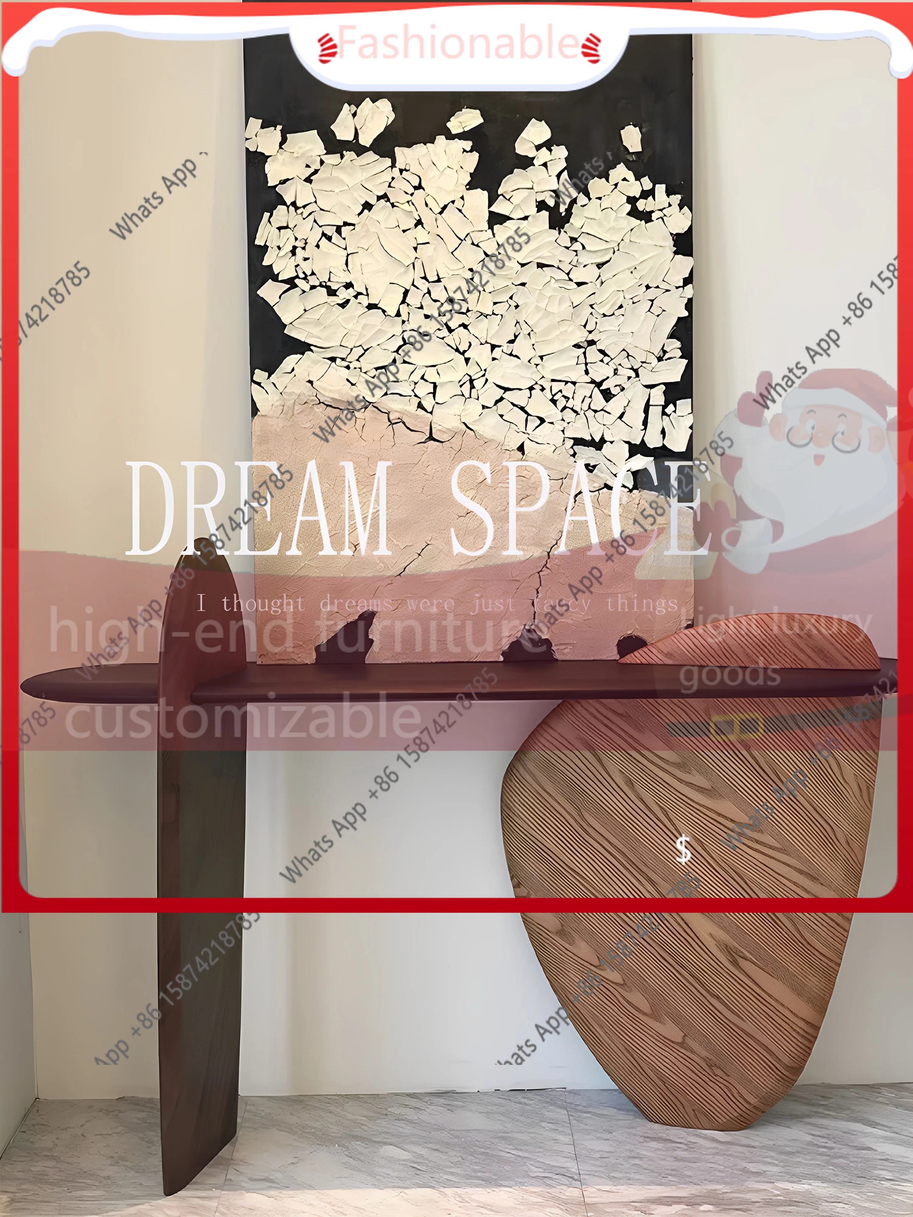 

LU Medieval solid wood special-shaped entrance table, high-grade simple ash wood decorative end view case table designer