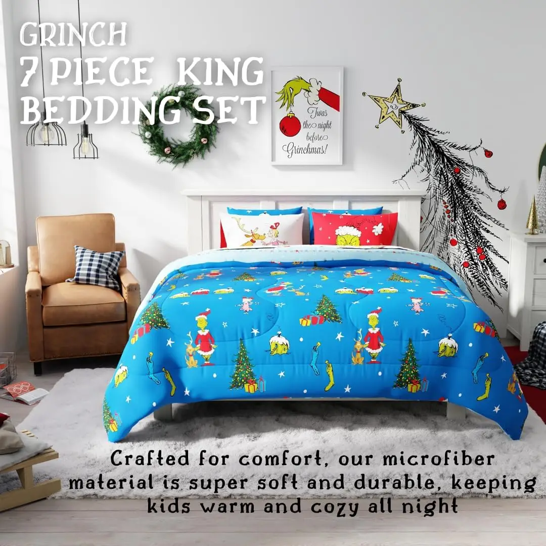 Holiday & Christmas Bedding Super Soft Comforter and Sheet Set with Sham, 7 Piece King Size