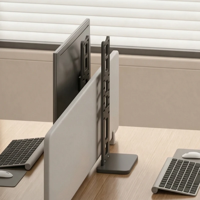 Close-to-Wall Freestanding Monitor Stand with Carbon Steel Frame, Wide Base, and Vertical Plate for Desk Space Planning H8WD