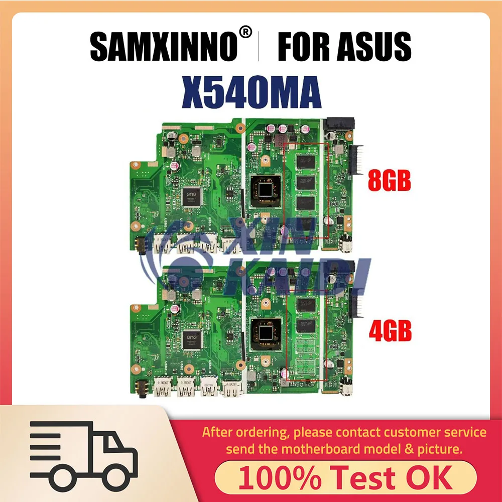 

Notebook Mainboard For ASUS X543MA X540MA F540MA A540MA D540MA X540M Laptop Motherboard N4000 N4100 N5000 CPU 4GB 8G-RAM