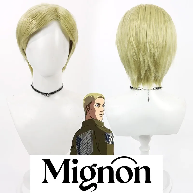 Attack on Titan Commander Erwin Smith Cosplay Wig, Teased Roots Short Hair Male Mixed Fiber