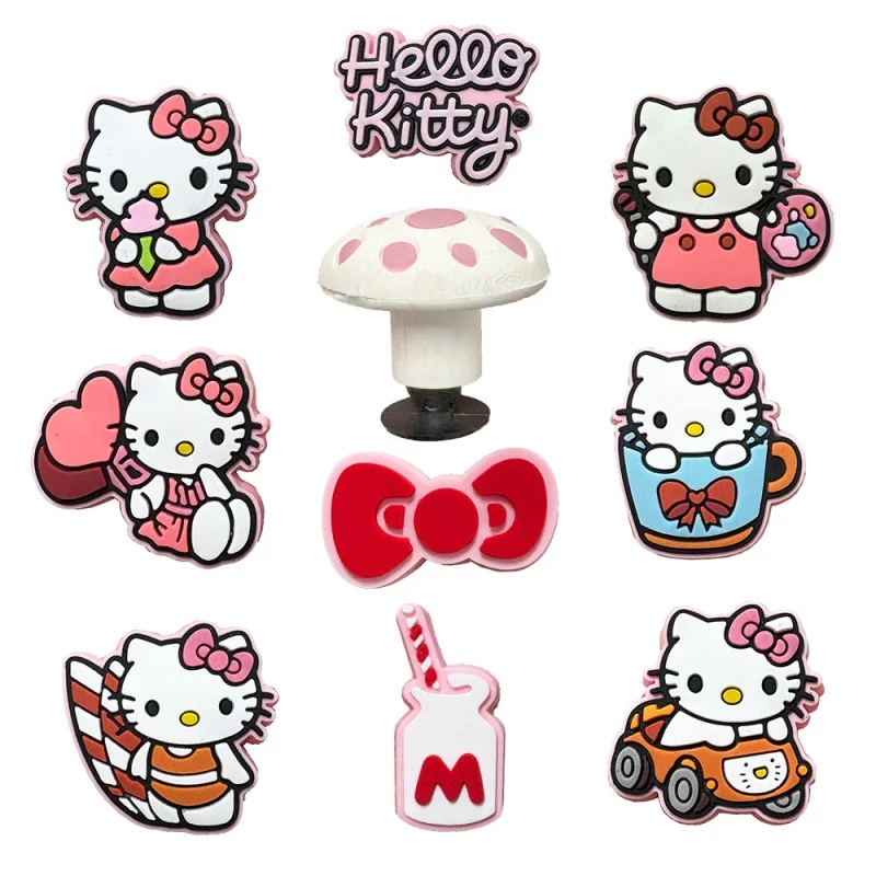 10pcs Hello Kitty PVC Shoe Buckles  Suitable for Hole Shoes, Shoes And Boots Decoration DIY Shoe Buckle Accessories Xmas Gifts