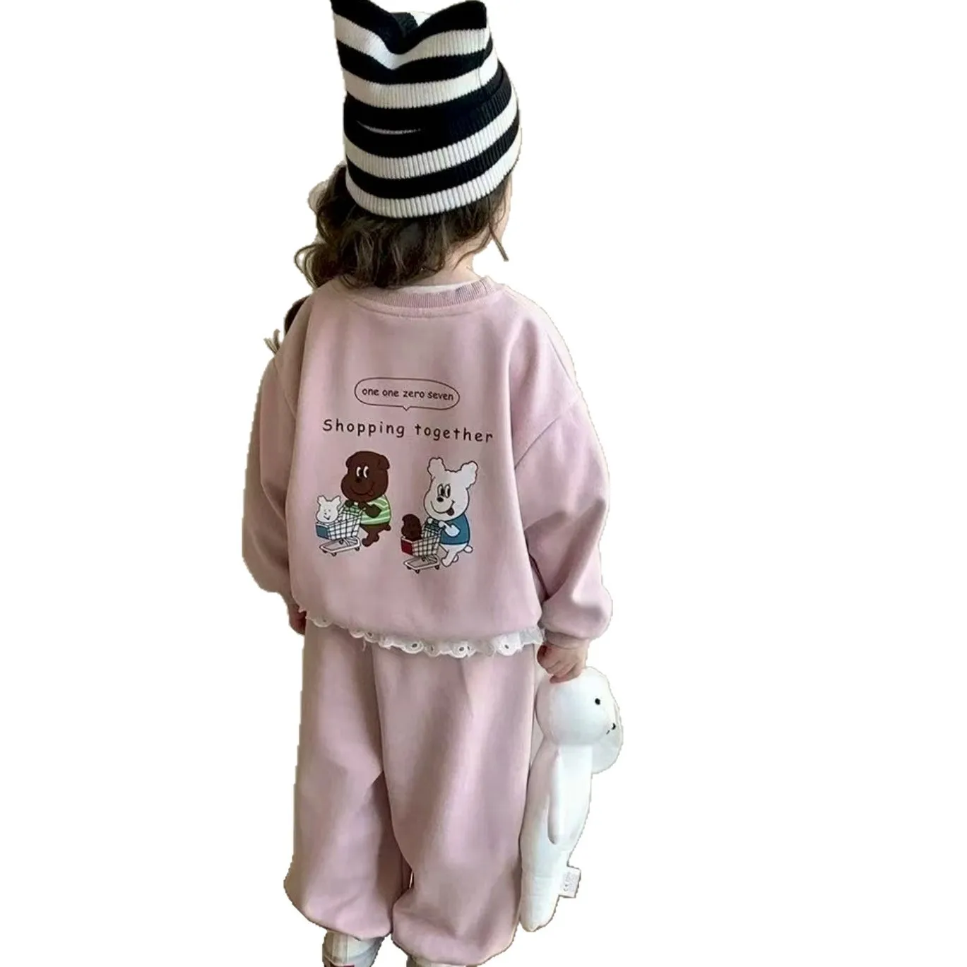 Girls' hoodie set, princess children's trendy and casual fashion, baby spring and autumn two-piece set, sportswear, children's c