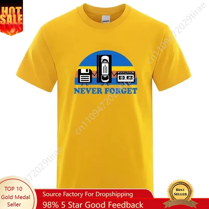 Summer Men's T-shirt Never Forget Sarcastic Graphic Music Funny Printed Cotton Blend T-Shirt Loose