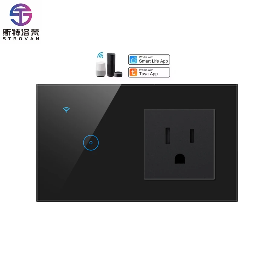 

STLF Tuya Smart Wall Light Switch 1Gang WiFi Touch Control IP54 Rated 10A Rated Current 5V Rated Voltage Alexa Google Home