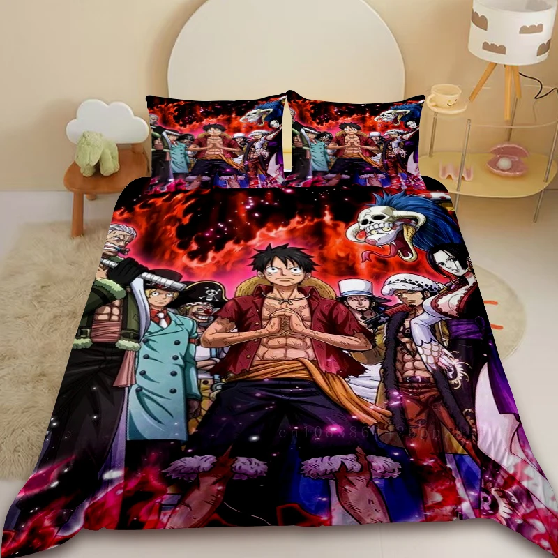 

3pcs Duvet Cover Teens One Piece Luffy Cartoon Bedding Set Quilt Cover Full King for Bedroom Decor Best Gifts