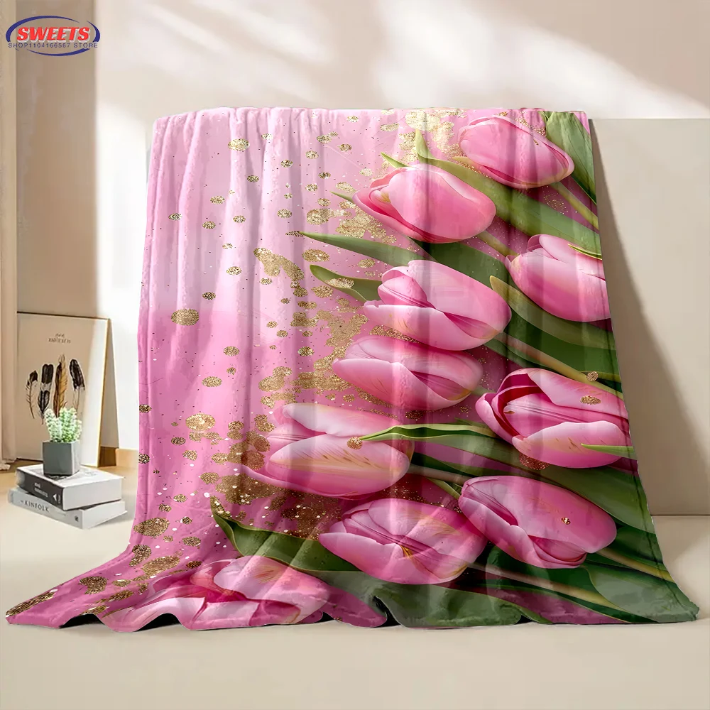 

New Arrive Flower Theme Tulip Soft Blanket for Bed Bedroom Sofa Picnic,Throw Blanket for Cover Outdoor Leisure Trip Nap NiceGift