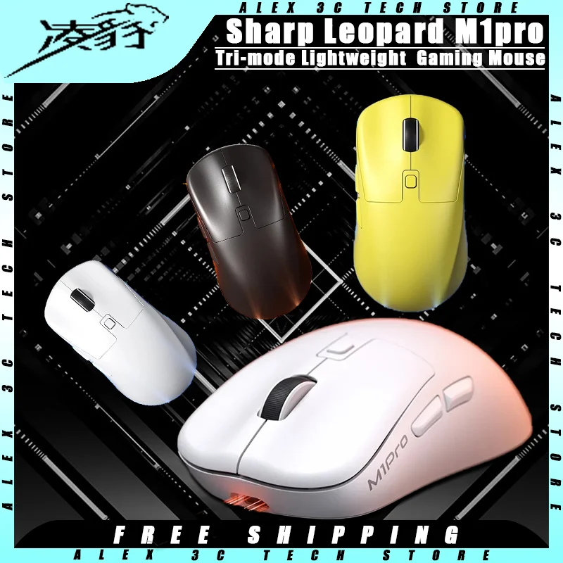 

Игровая мышь Sharp Leopard M1pro PAW3311, беспроводная легкая эргономичная с датчиком и тройным режимом, с длительным сроком службы батареи, аксессуары для ПК