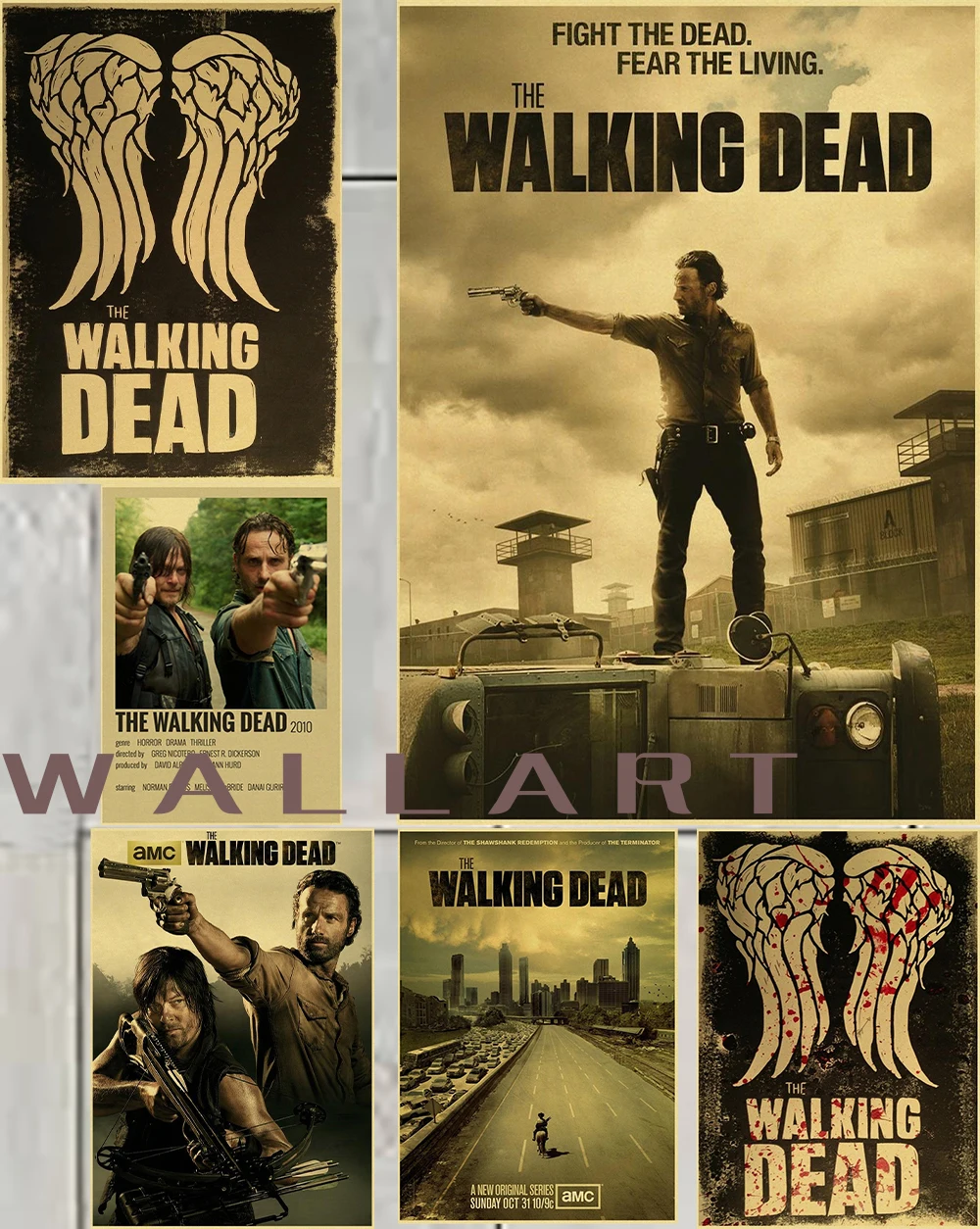 The Walking Dead Poster Rick Grimes/Daryl Dixon Drucke Poster Horror-TV-Serie Vintage Heim-Raumdekoration Retro-Gemälde