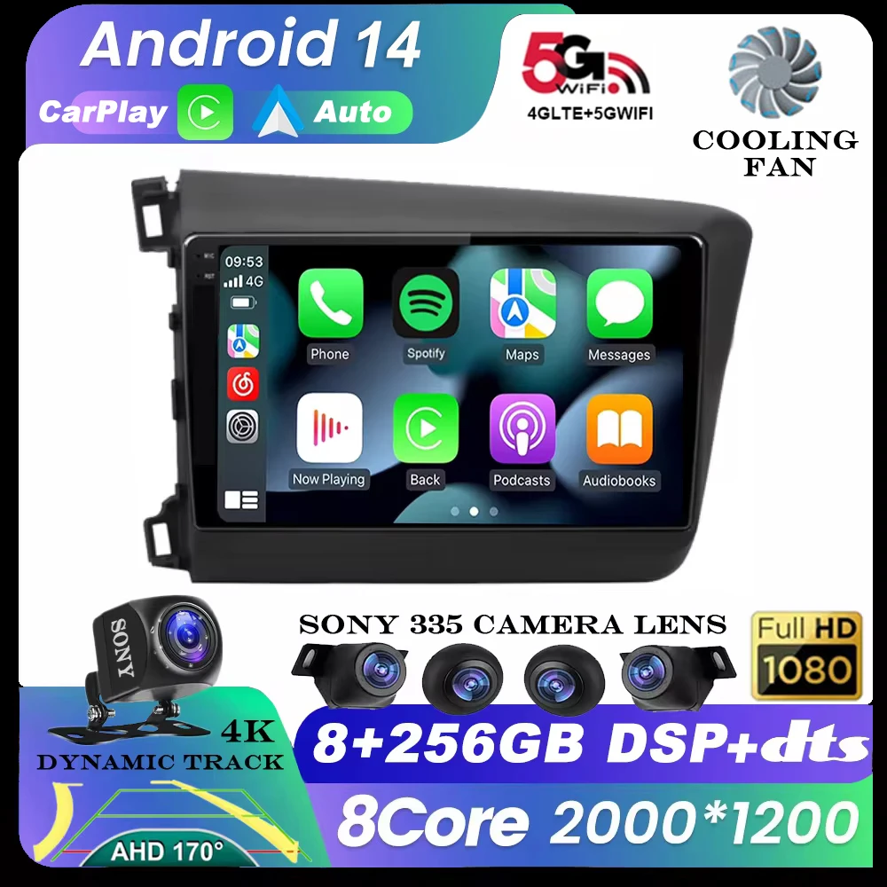 

Android 14 For Honda Civic 2012 2013 2014 2015 CarPlay Car Radio Multimedia Video Player DSP QLED GPS Navigation 2 din Autoradio