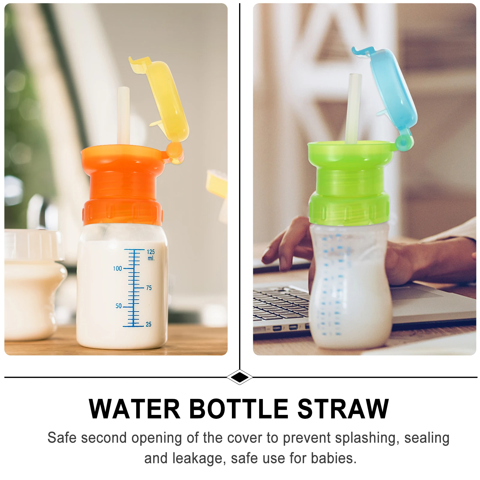 

2pcs Spill-Proof Cap Leak-Resistant Cup Lid With Straw For Baby Toddler Safe Drinking Reusable Washable Water Cover Nursery